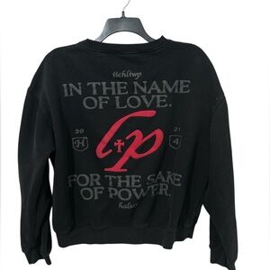 Halsey Crew Neck Black Sweatshirt In Name of Love + For the Sake of Power XXL